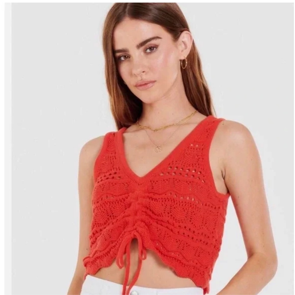 Another love crochet tank top in red